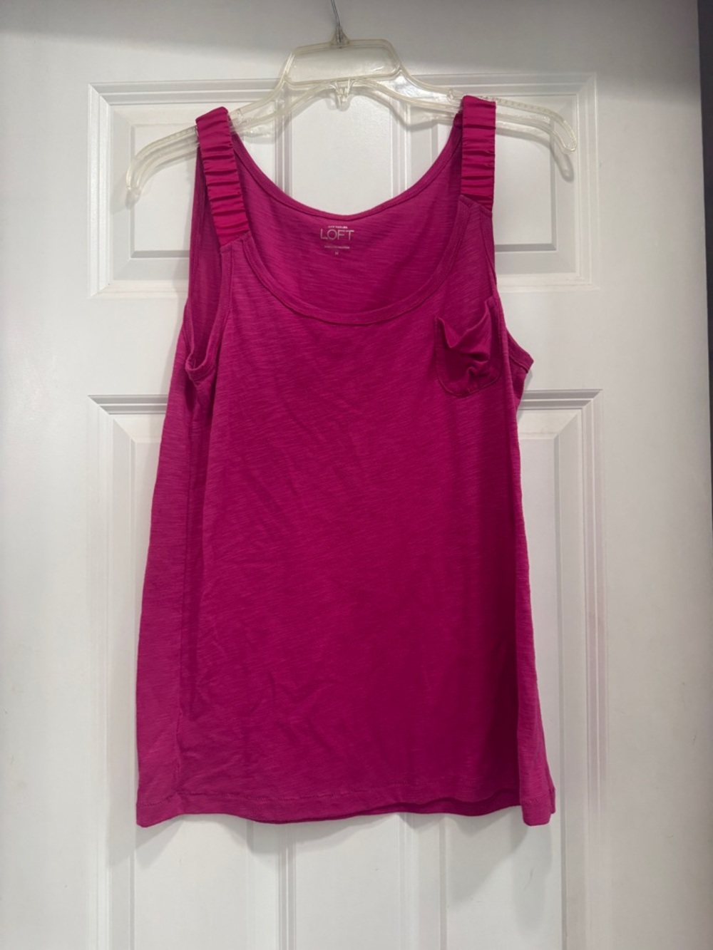 LOFT Hot Pink Ruffled Strap Tank Top